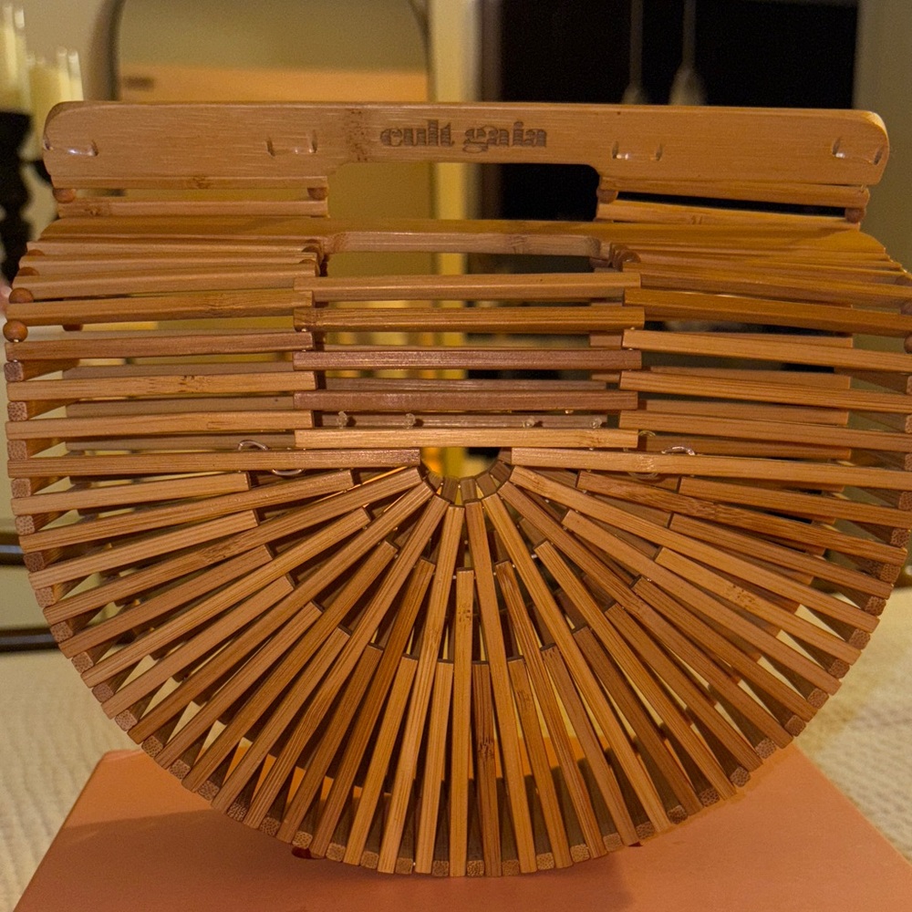 Cult Gaia Tan Bamboo Clutch